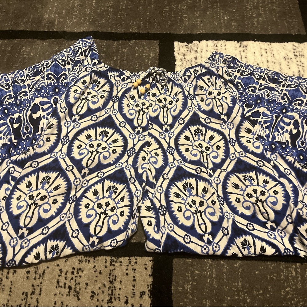 Blue and White Patterned Pants